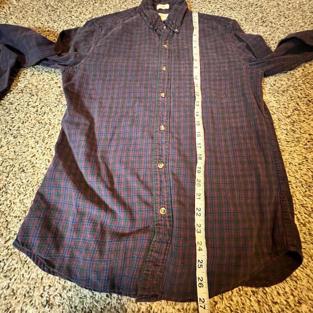 J Crew Brushed Twill Plaid Button Down Shirt Mens Small Slim Fit Red Blue